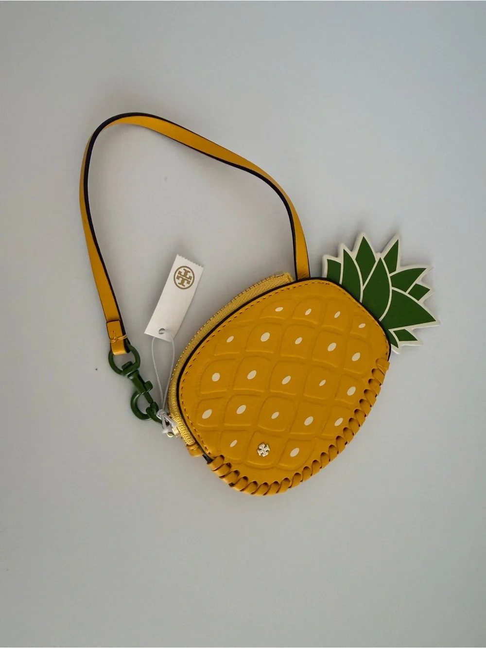 Tory Burch Yellow Pineapple Wristlet with Green Leaf Accent - Picture 1 of 4